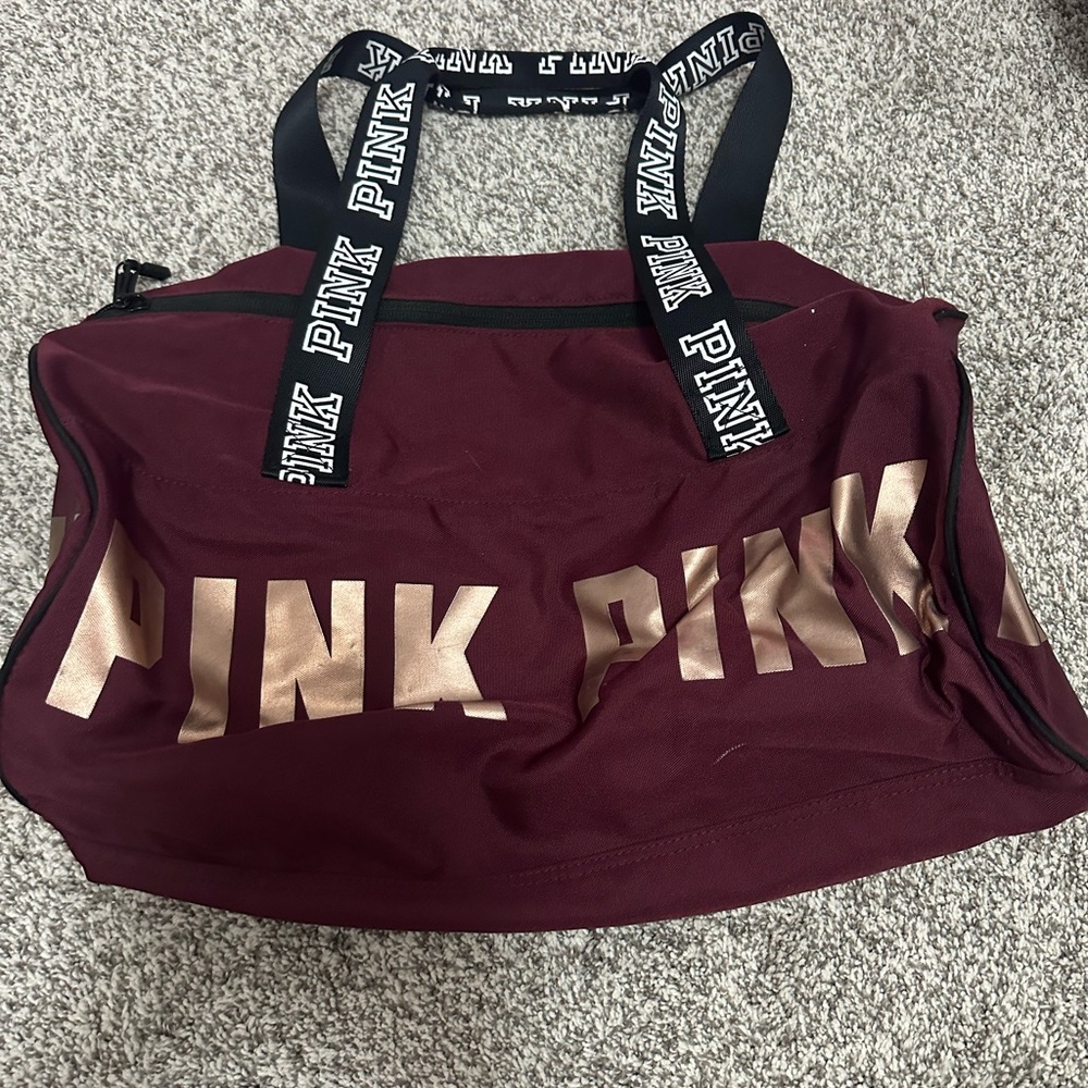 pink duffel bag